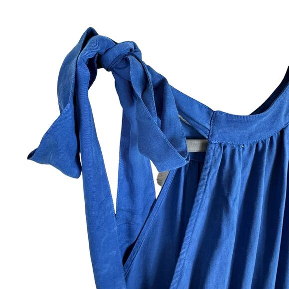 Cloth & Stone Blue Lightweight Halter Sleeveless Lyocell Jumpsuit Pockets Size M - Picture 5 of 9